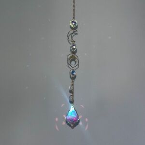 Handmade Golden Moon Crystal Sun Catcher